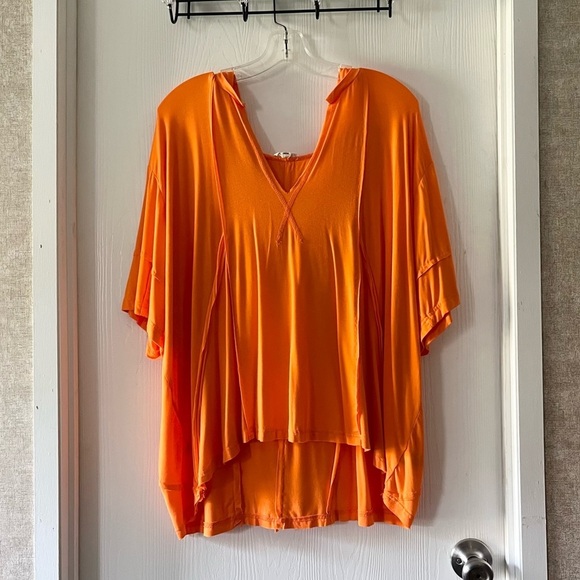 POL Tops - POL Bright Orange V-Neck Hooded Top